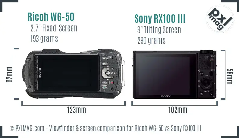 Ricoh WG-50 vs Sony RX100 III Screen and Viewfinder comparison Ricoh WG-50 vs Sony RX100 III Screen and Viewfinder comparison