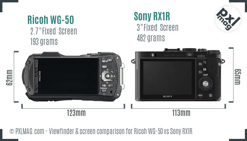 Ricoh WG-50 vs Sony RX1R Screen and Viewfinder comparison