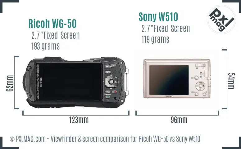 Ricoh WG-50 vs Sony W510 Screen and Viewfinder comparison