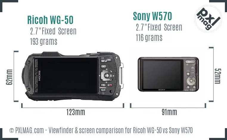 Ricoh WG-50 vs Sony W570 Screen and Viewfinder comparison