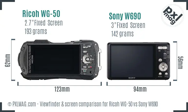 Ricoh WG-50 vs Sony W690 Screen and Viewfinder comparison
