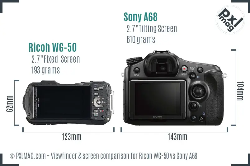 Ricoh WG-50 vs Sony A68 Screen and Viewfinder comparison