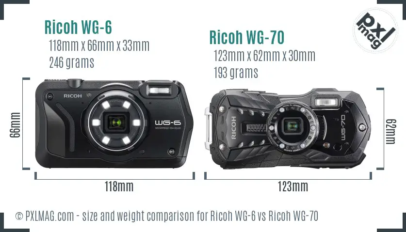 Ricoh WG-6 vs Ricoh WG-70 size comparison
