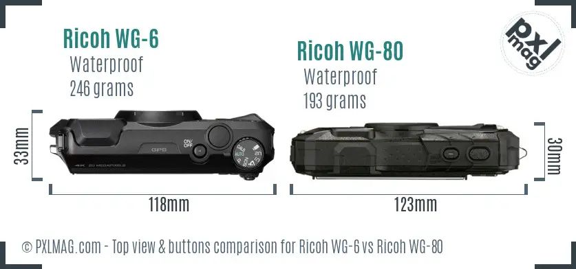 Ricoh WG-6 vs Ricoh WG-80 top view buttons comparison