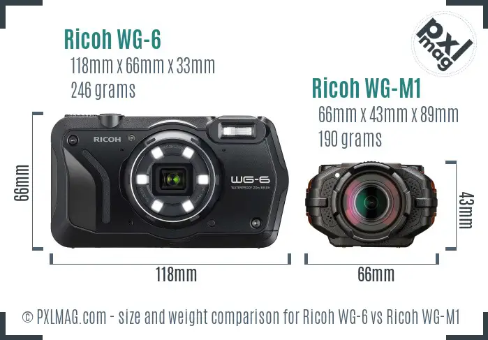 Ricoh WG-6 vs Ricoh WG-M1 size comparison