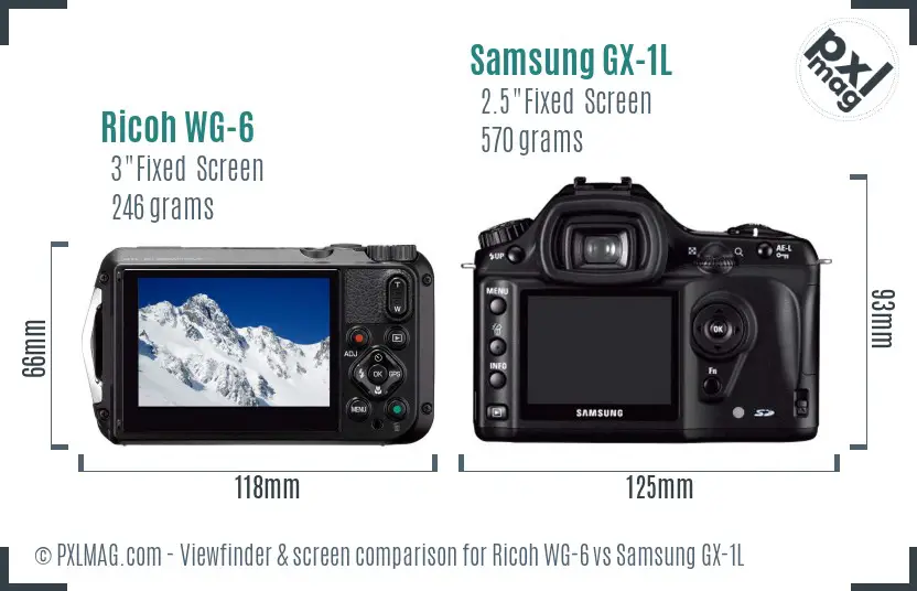 Ricoh WG-6 vs Samsung GX-1L Screen and Viewfinder comparison