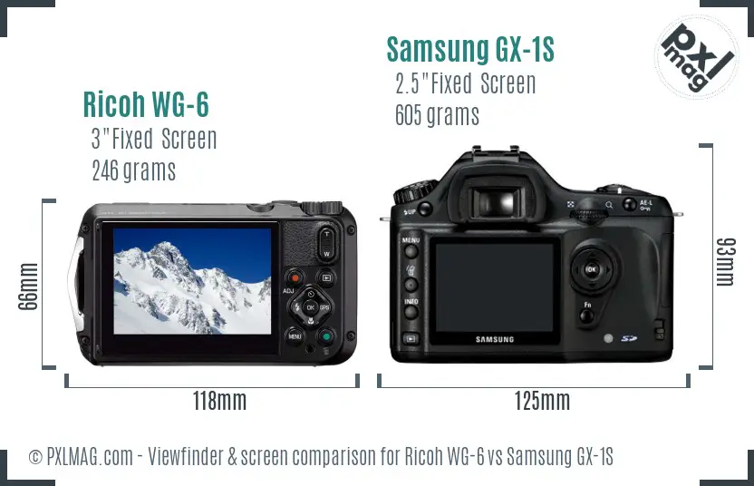 Ricoh WG-6 vs Samsung GX-1S Screen and Viewfinder comparison