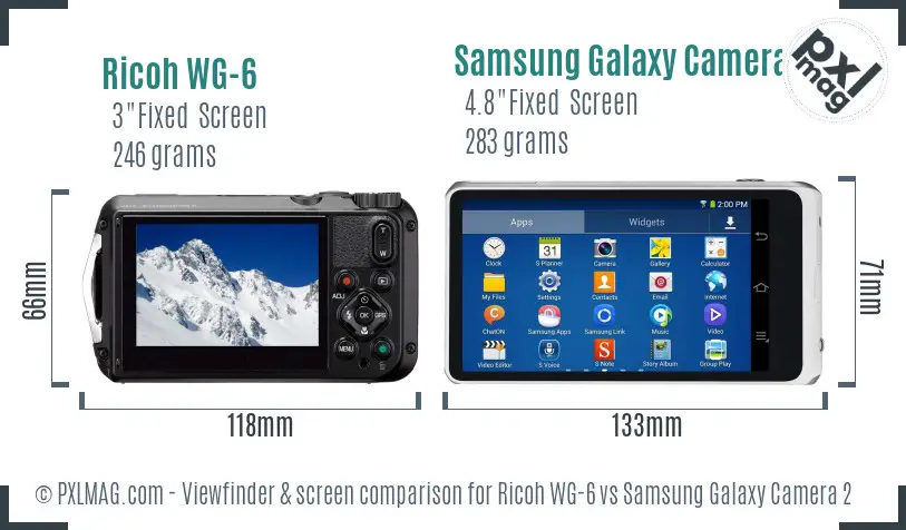 Ricoh WG-6 vs Samsung Galaxy Camera 2 Screen and Viewfinder comparison