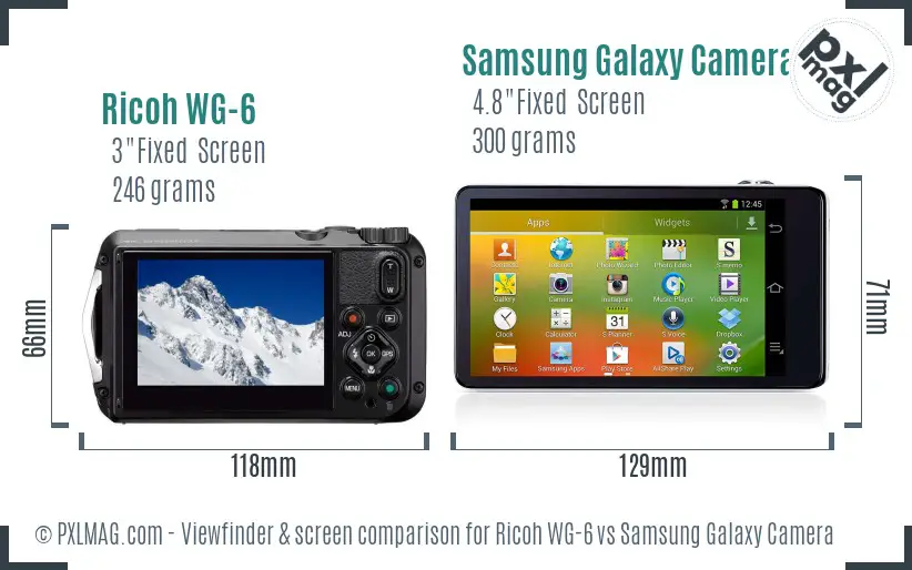 Ricoh WG-6 vs Samsung Galaxy Camera Screen and Viewfinder comparison