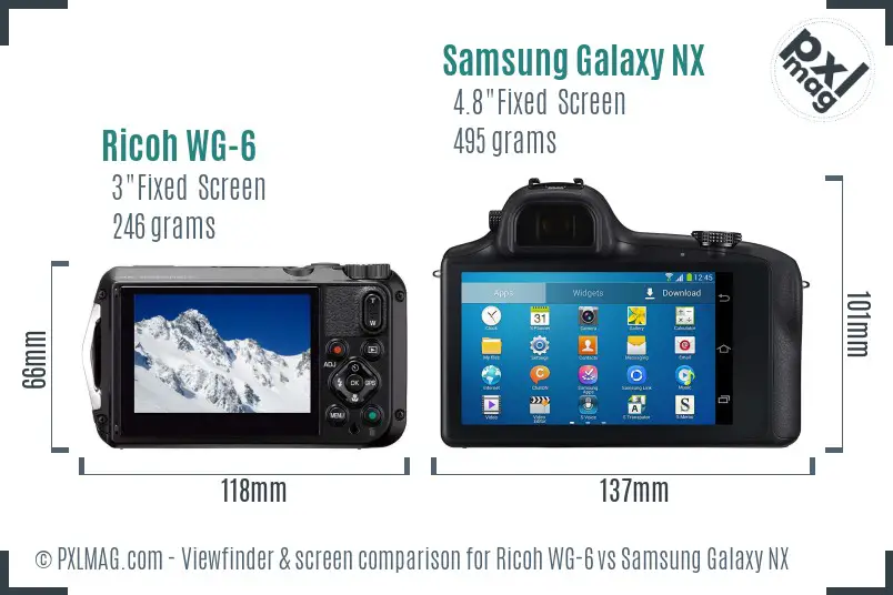 Ricoh WG-6 vs Samsung Galaxy NX Screen and Viewfinder comparison