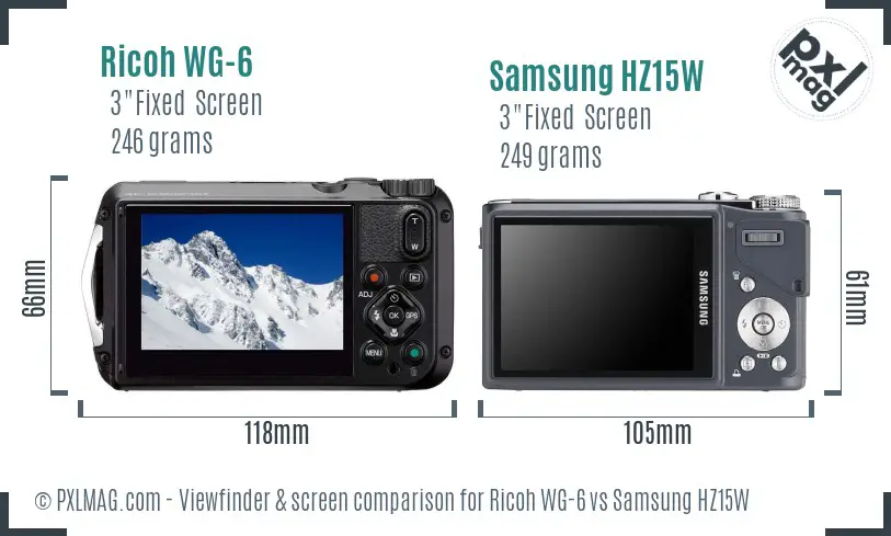 Ricoh WG-6 vs Samsung HZ15W Screen and Viewfinder comparison