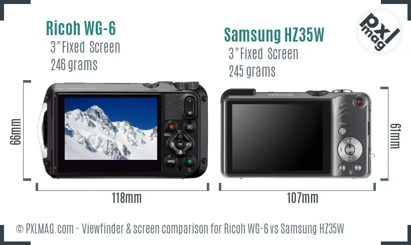 Ricoh WG-6 vs Samsung HZ35W Screen and Viewfinder comparison