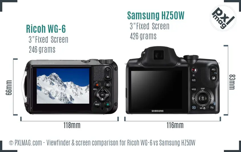 Ricoh WG-6 vs Samsung HZ50W Screen and Viewfinder comparison