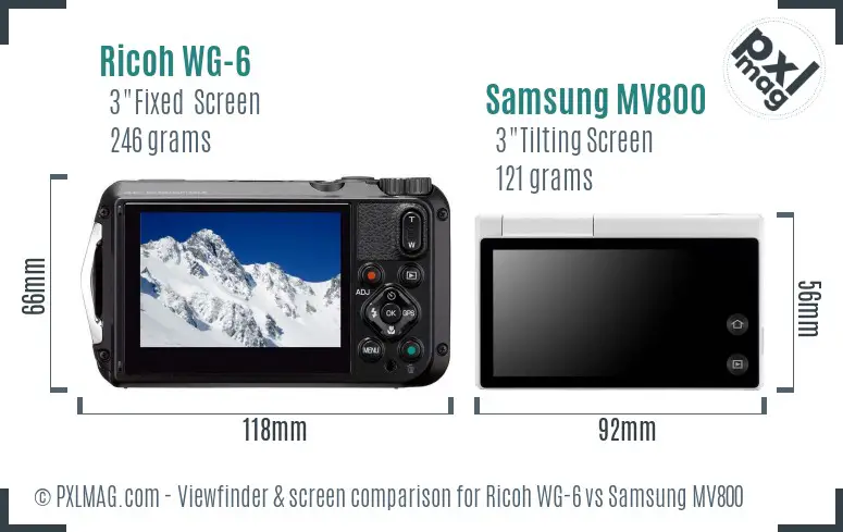 Ricoh WG-6 vs Samsung MV800 Screen and Viewfinder comparison