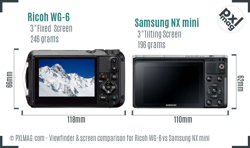 Ricoh WG-6 vs Samsung NX mini Screen and Viewfinder comparison