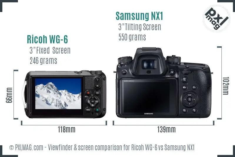 Ricoh WG-6 vs Samsung NX1 Screen and Viewfinder comparison