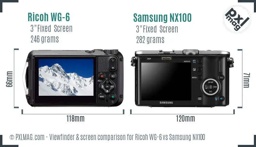 Ricoh WG-6 vs Samsung NX100 Screen and Viewfinder comparison