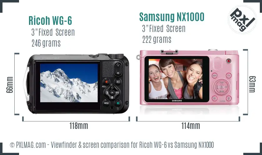Ricoh WG-6 vs Samsung NX1000 Screen and Viewfinder comparison
