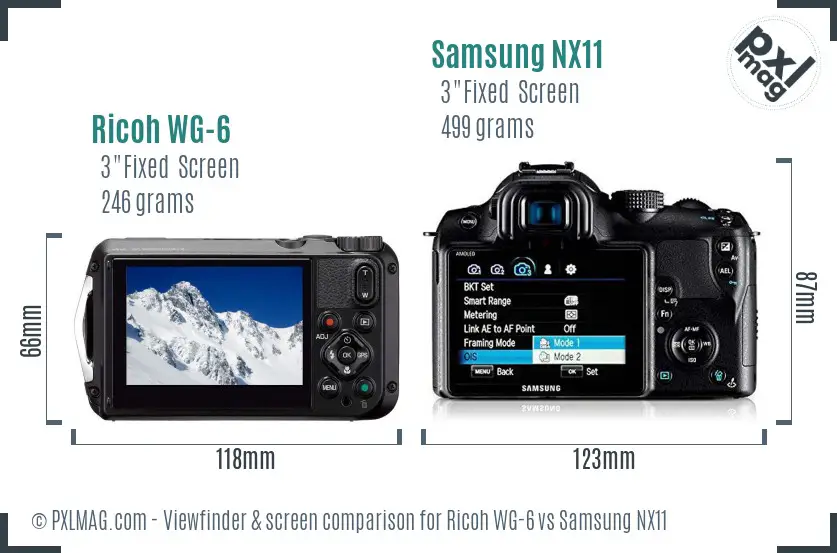 Ricoh WG-6 vs Samsung NX11 Screen and Viewfinder comparison