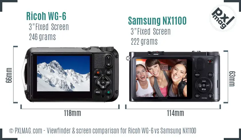 Ricoh WG-6 vs Samsung NX1100 Screen and Viewfinder comparison