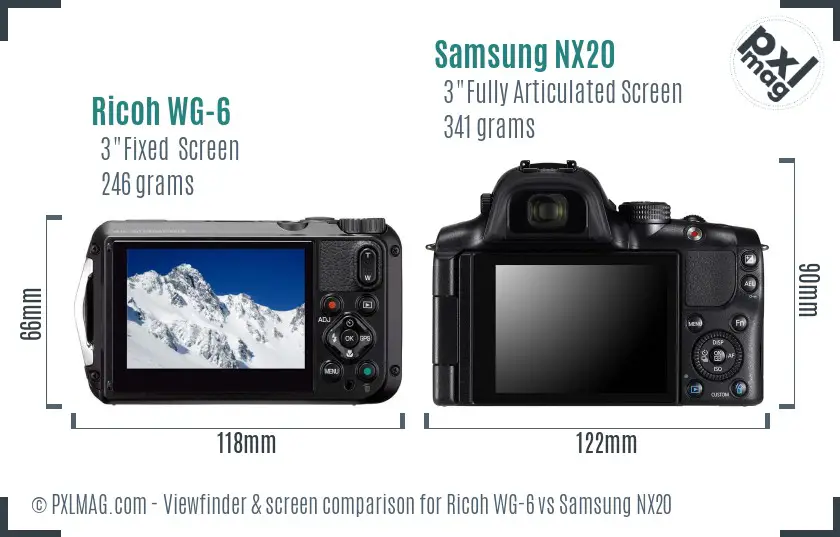Ricoh WG-6 vs Samsung NX20 Screen and Viewfinder comparison