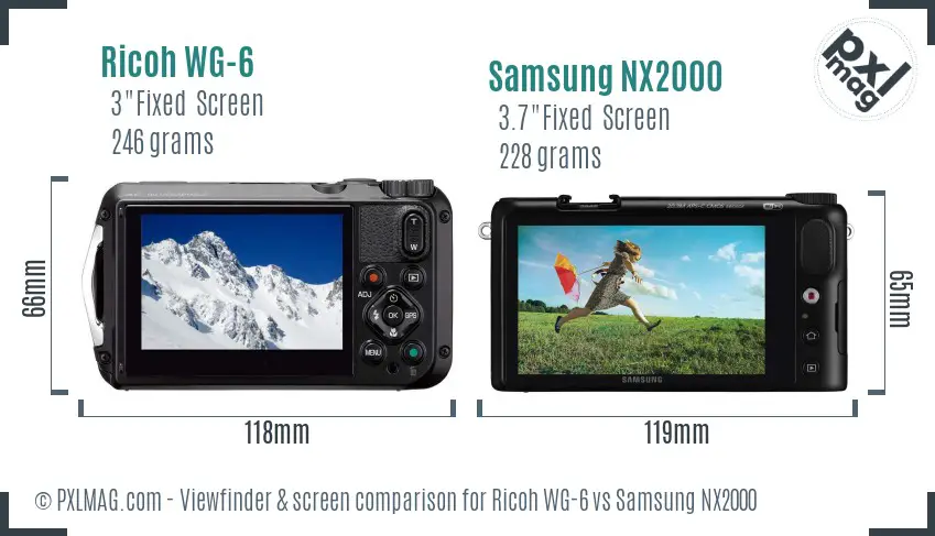 Ricoh WG-6 vs Samsung NX2000 Screen and Viewfinder comparison