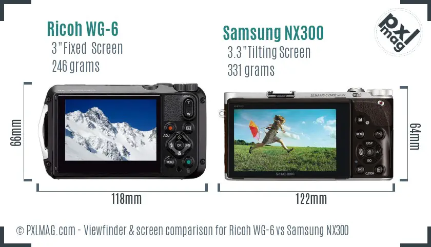 Ricoh WG-6 vs Samsung NX300 Screen and Viewfinder comparison