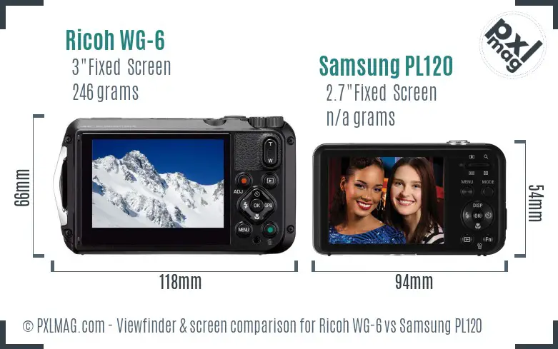 Ricoh WG-6 vs Samsung PL120 Screen and Viewfinder comparison