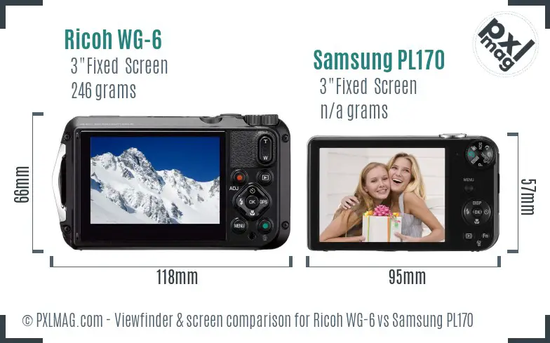 Ricoh WG-6 vs Samsung PL170 Screen and Viewfinder comparison