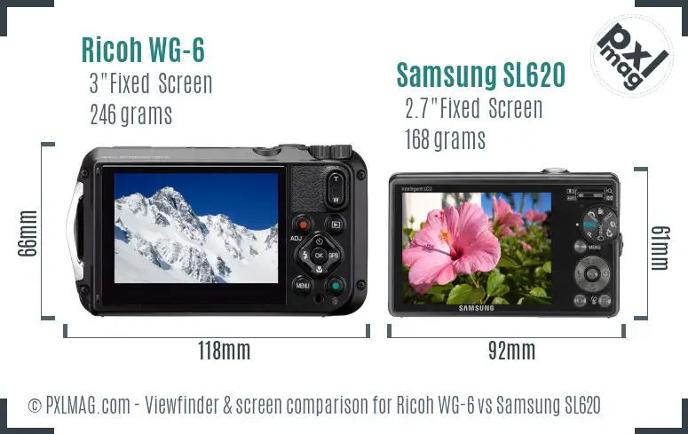 Ricoh WG-6 vs Samsung SL620 Screen and Viewfinder comparison