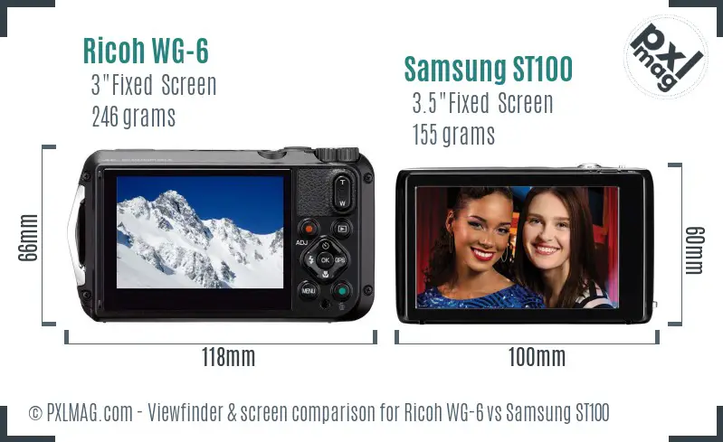 Ricoh WG-6 vs Samsung ST100 Screen and Viewfinder comparison