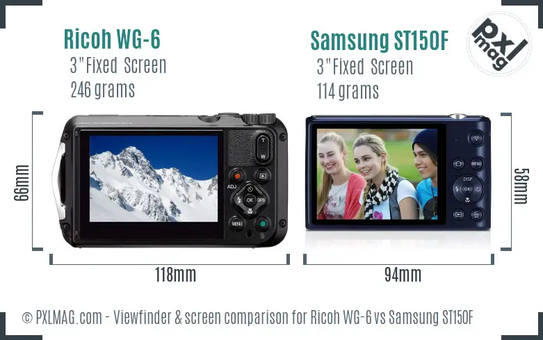 Ricoh WG-6 vs Samsung ST150F Screen and Viewfinder comparison