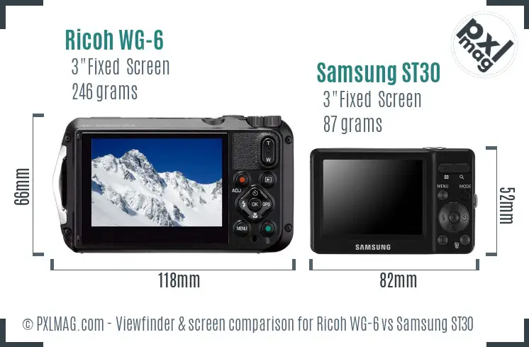 Ricoh WG-6 vs Samsung ST30 Screen and Viewfinder comparison