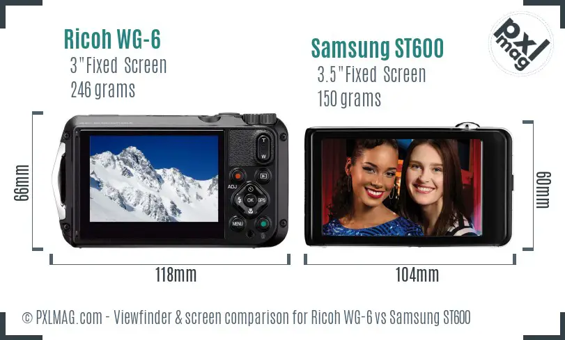 Ricoh WG-6 vs Samsung ST600 Screen and Viewfinder comparison
