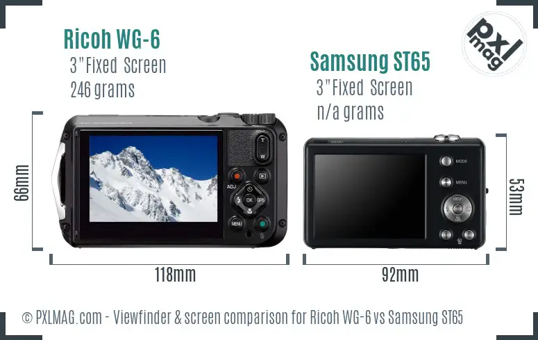 Ricoh WG-6 vs Samsung ST65 Screen and Viewfinder comparison