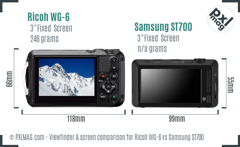Ricoh WG-6 vs Samsung ST700 Screen and Viewfinder comparison Ricoh WG-6 vs Samsung ST700 Screen and Viewfinder comparison