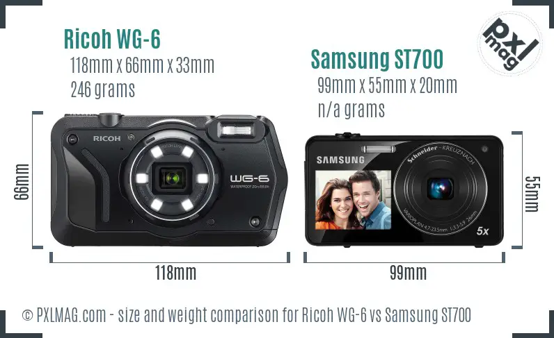 Ricoh WG-6 vs Samsung ST700 size comparison Ricoh WG-6 vs Samsung ST700 size comparison