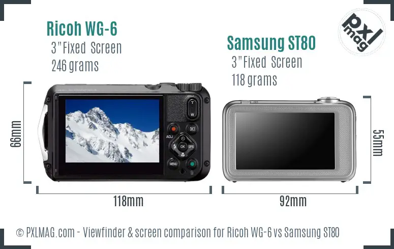 Ricoh WG-6 vs Samsung ST80 Screen and Viewfinder comparison