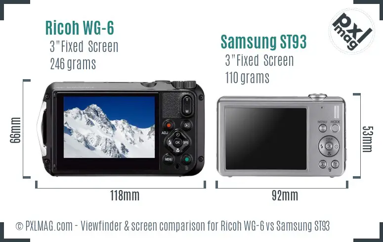 Ricoh WG-6 vs Samsung ST93 Screen and Viewfinder comparison
