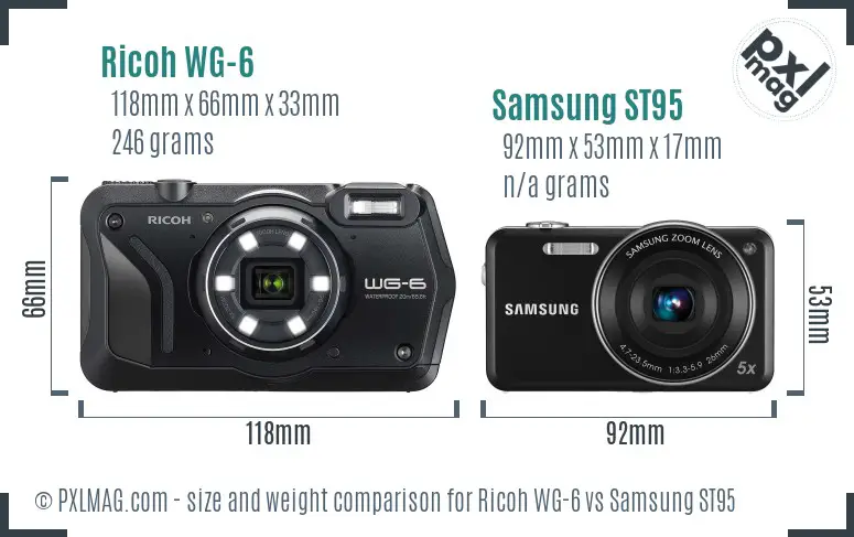 Ricoh WG-6 vs Samsung ST95 size comparison Ricoh WG-6 vs Samsung ST95 size comparison