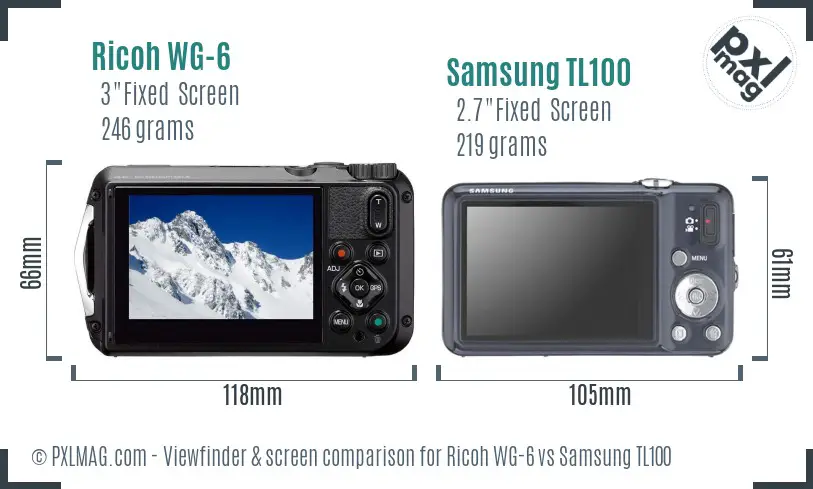 Ricoh WG-6 vs Samsung TL100 Screen and Viewfinder comparison