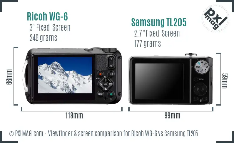 Ricoh WG-6 vs Samsung TL205 Screen and Viewfinder comparison