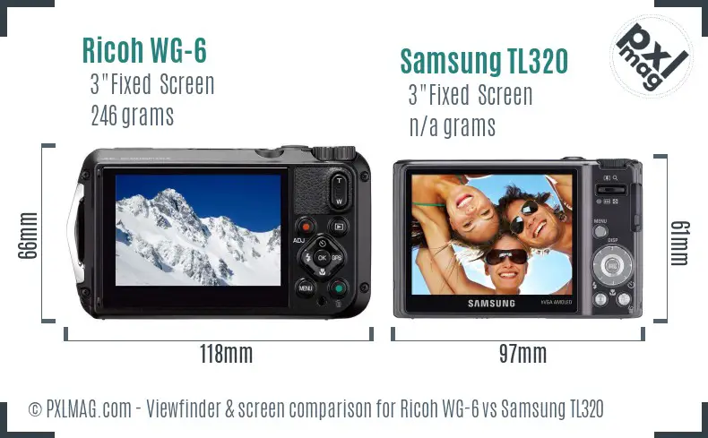 Ricoh WG-6 vs Samsung TL320 Screen and Viewfinder comparison