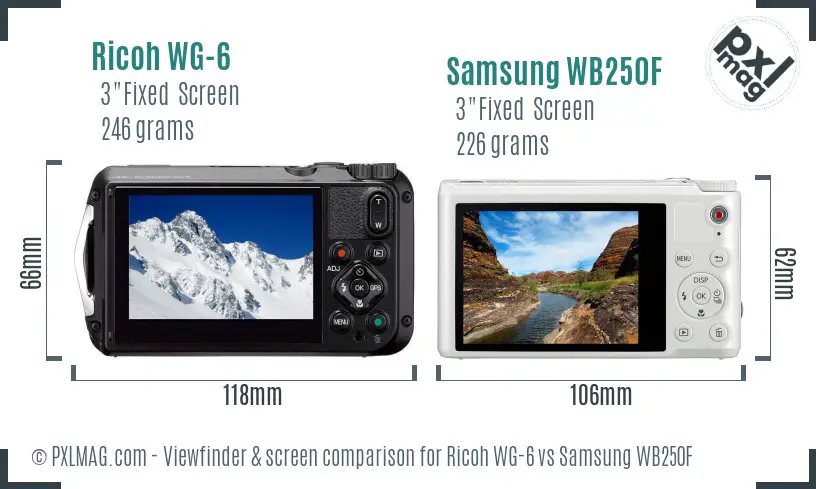 Ricoh WG-6 vs Samsung WB250F Screen and Viewfinder comparison