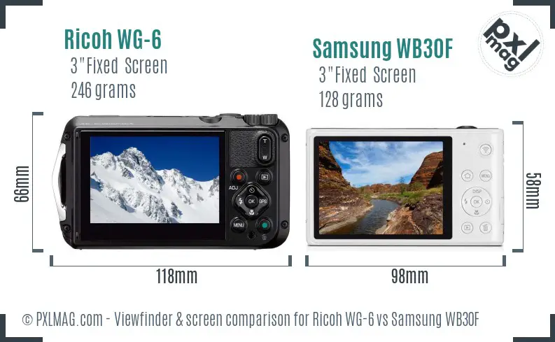 Ricoh WG-6 vs Samsung WB30F Screen and Viewfinder comparison