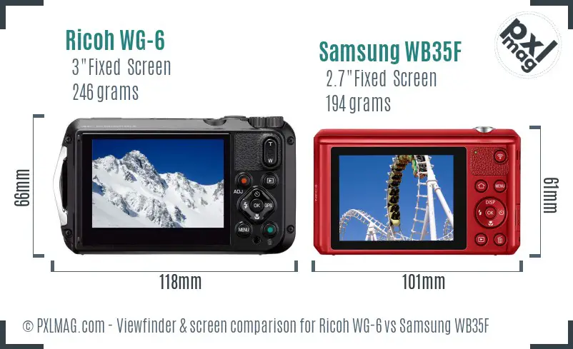 Ricoh WG-6 vs Samsung WB35F Screen and Viewfinder comparison