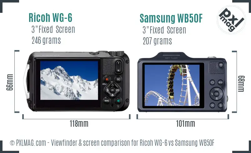 Ricoh WG-6 vs Samsung WB50F Screen and Viewfinder comparison