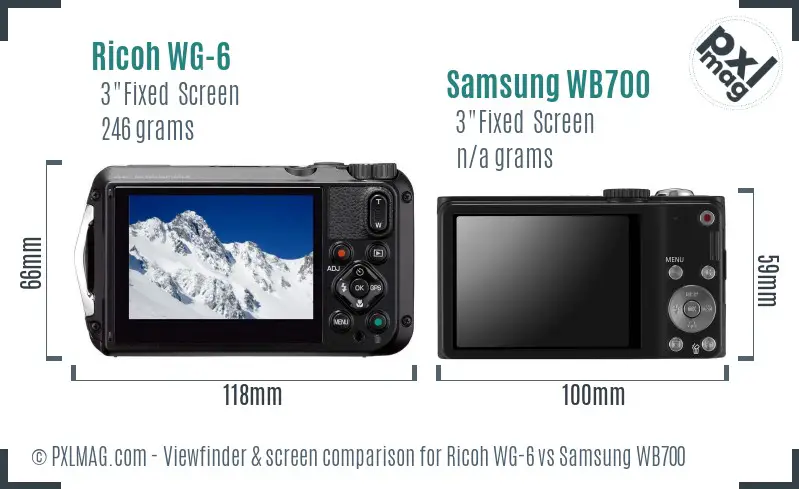 Ricoh WG-6 vs Samsung WB700 Screen and Viewfinder comparison