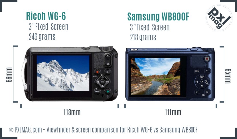 Ricoh WG-6 vs Samsung WB800F Screen and Viewfinder comparison