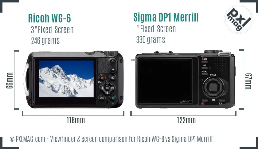 Ricoh WG-6 vs Sigma DP1 Merrill Screen and Viewfinder comparison